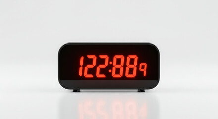 Digital clock with red numbers on a black rectangular device