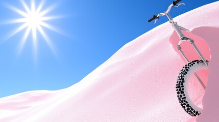 White Bicycle on Pink Sand Dune Under Bright Sun