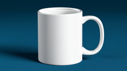 Obraz premium White Ceramic Mug on Dark Blue Background
