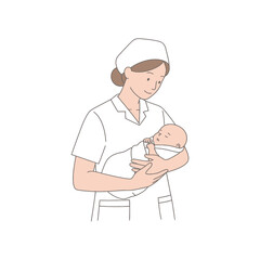 Female medical professionals with stethoscopes and syringes provide healthcare