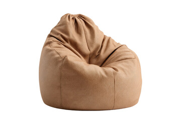 Light beige beanbag chair, featuring a draped, gathered top