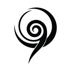 Tribal spiral symbol silhouette on white