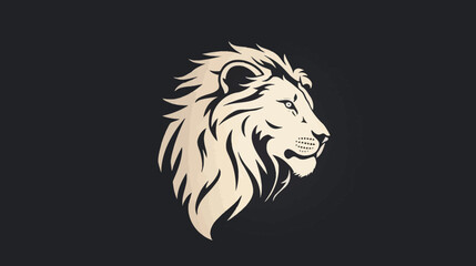 Elegant Lion Head Silhouette in Profile with Detailed Mane and Features