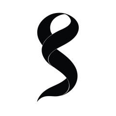 Twisted black ribbon silhouette on white