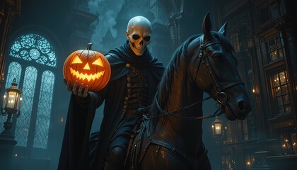Obraz premium Headless Horseman Under the Full Moon