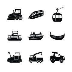 Various Transportation Vehicle Icon Set