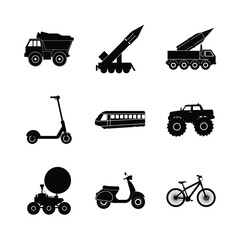 Assorted Vehicle and Transport Icons Set