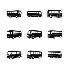 Collection of Bus Silhouette Vector Icons