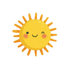 Fototapeta premium Cute sun with smiley face, perfect for stickers, kids projects, or summer-themed design elements