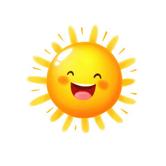 Cute sun with smiley face, perfect for stickers, kids projects, or summer-themed design elements