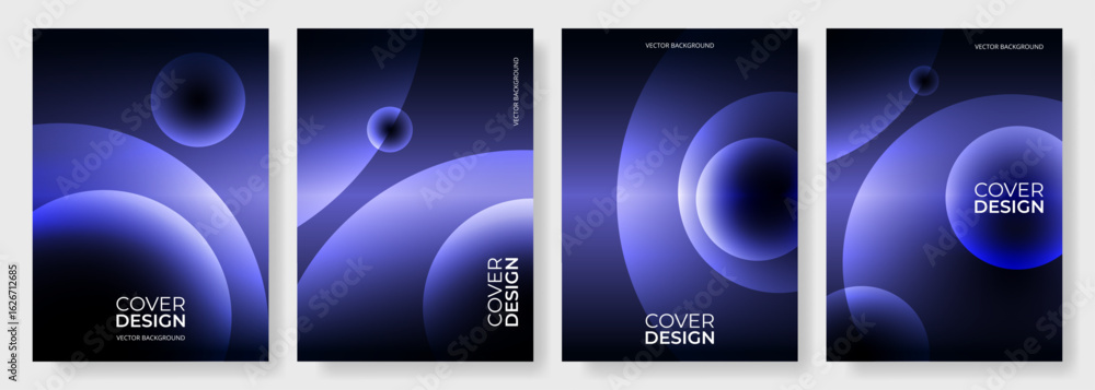 Canvas Prints dark blue abstract modern geometric background vector set with circles and spheres. vertical posters