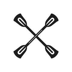 Black Silhouette of Crossed Kayak Paddles on a White Background rowing boat