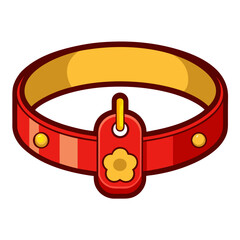 Red dog collar with gold bow design element