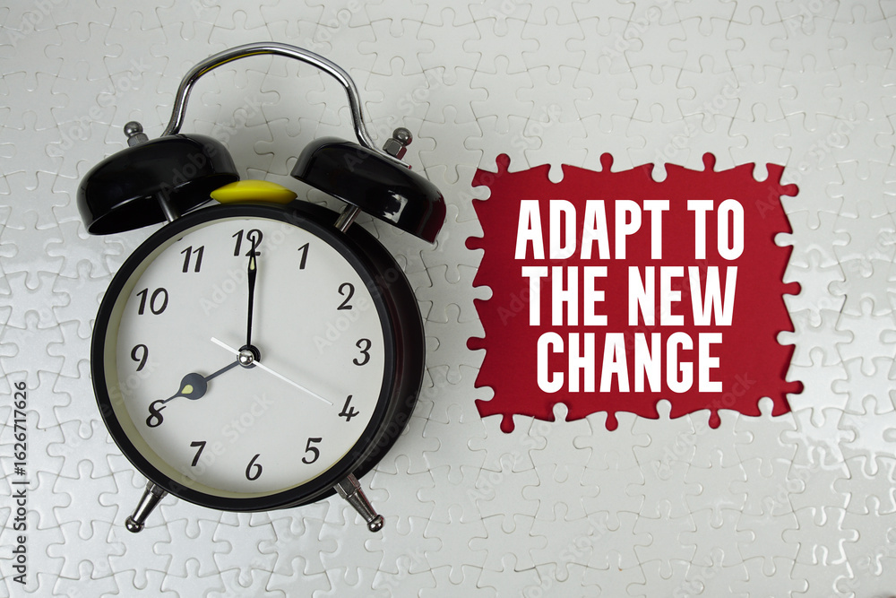 Poster adapt to the new change text with alarm clock on red background