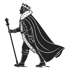 Isolated Black Silhouette of King on White Background