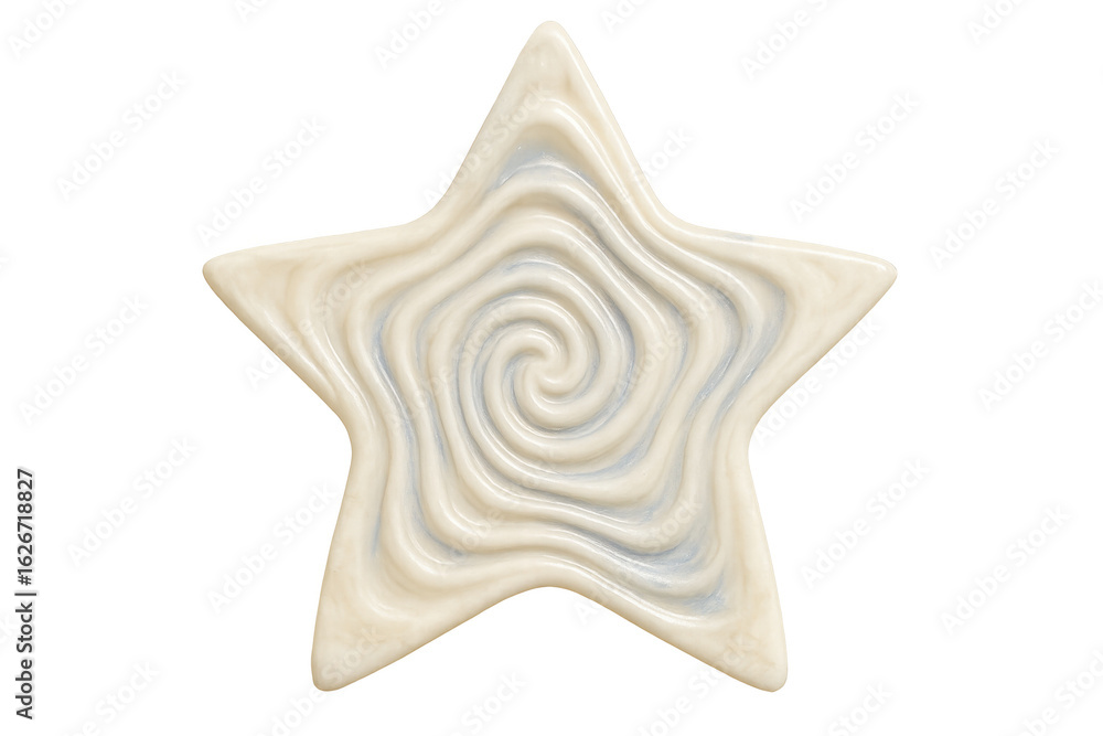 Aufkleber 3d rendering of a beige star with swirling pattern, isolated on transparent background, ideal for gr