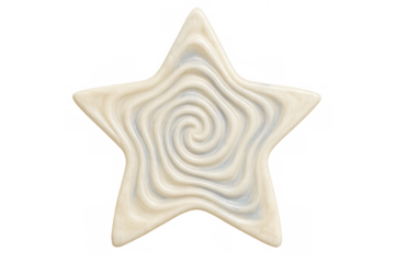 3d rendering of a beige star with swirling pattern, isolated on transparent background, ideal for graphic design projects