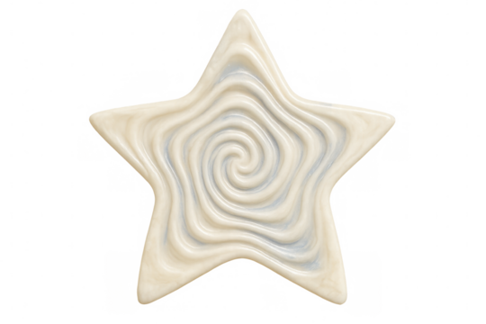 3d rendering of a beige star with swirling pattern, isolated on transparent background, ideal for graphic design projects
