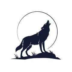 silhouette of a wolf howling vector art