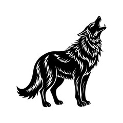 silhouette of a wolf howling vector art