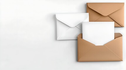 219. Minimalist flat lay of stationery items on a white background with soft natural shadows