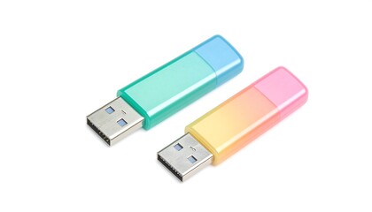 Two colorful USB flash drives