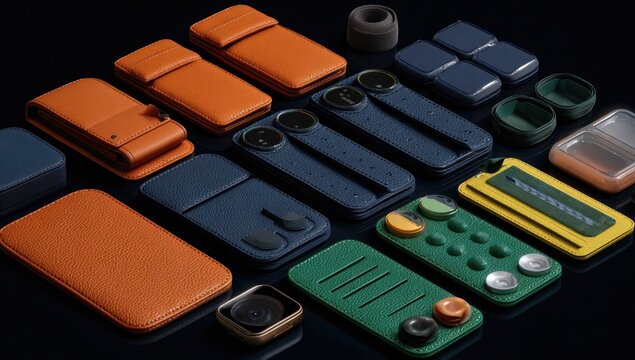 Assorted colorful leather and composite cases