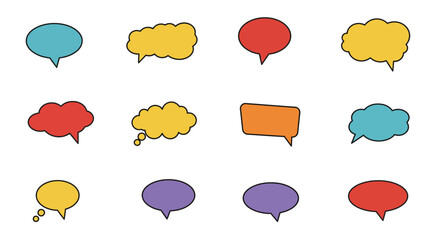 Colorful Speech Bubbles: Cartoon Style Communication Icons