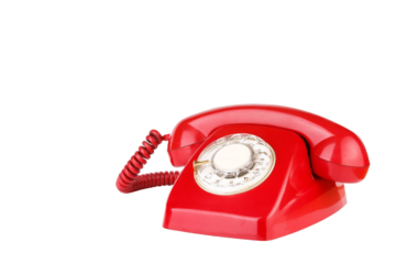 Classic Red Vintage Rotary Phone on Black Background. A vibrant red vintage rotary phone, set against a plain black backdrop, projects a nostalgic mood.