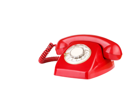 Classic Red Vintage Rotary Phone on Black Background. A vibrant red vintage rotary phone, set against a plain black backdrop, projects a nostalgic mood.