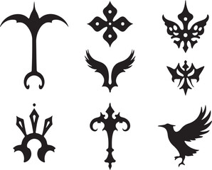 Collection of Black and White Decorative Ornate Vector Elements and Symbols