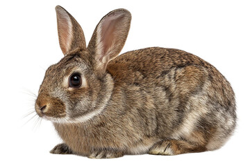 Obraz premium Brown rabbit sitting isolated on transparent background