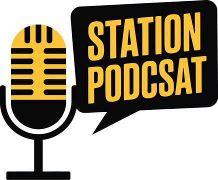 Podcast design logo creative bubble chat and podcasting