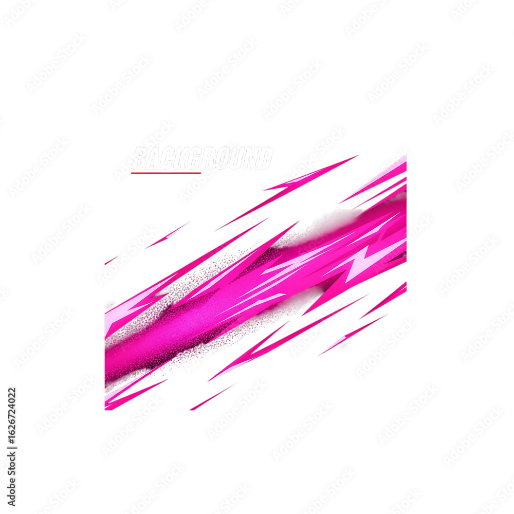 Poster abstract dynamic pink and white graphic with sharp lines and energetic streaks, isolated on transpar