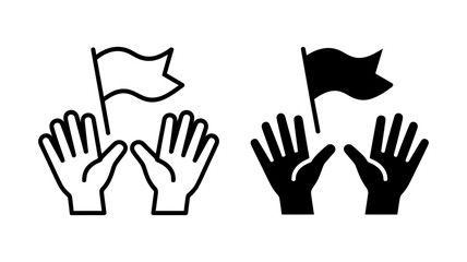 Vector art of hand holding flag icon vector illustration isolated on white background for graphic design