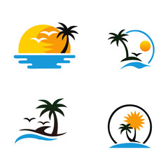 Summer beach logo. Coconut tree, beach resort logo