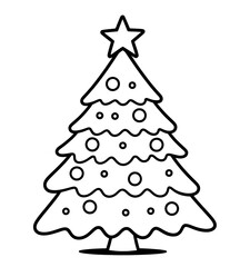 Whimsical Christmas Tree Outline A Festive Coloring Page for Holiday Fun and Creative Expression During the Winter Season