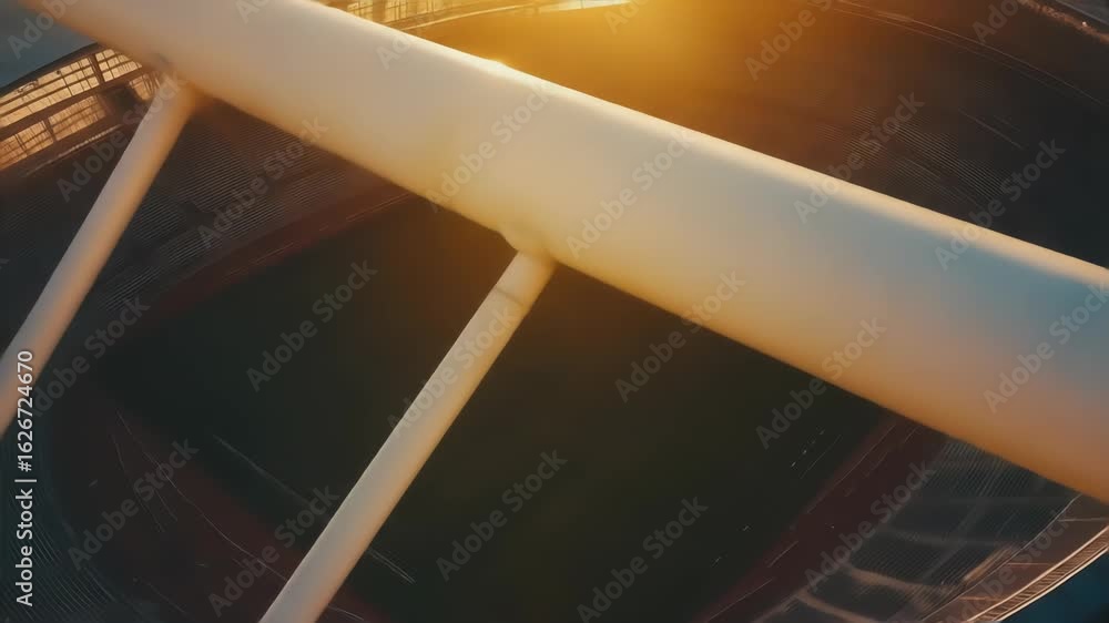 Aufkleber close up on the white metal structure of a stadium under sunlight. modern architecture, strong lines