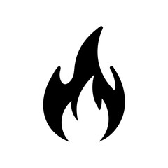 Fire Flame Icon Vector Design Template. Black icon isolated on white background. Fire flame silhouette.