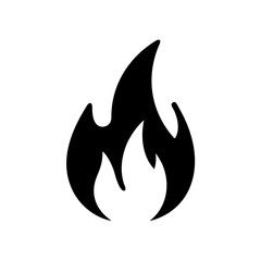 Fire Flame Icon Vector Design Template. Black icon isolated on white background. Fire flame silhouette.