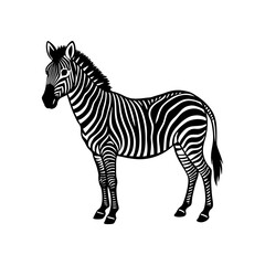 silhouette of a zebra standing with stripes visible vector art