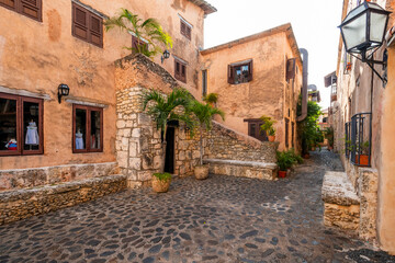 narrow street and small plaza Altos De Chavon