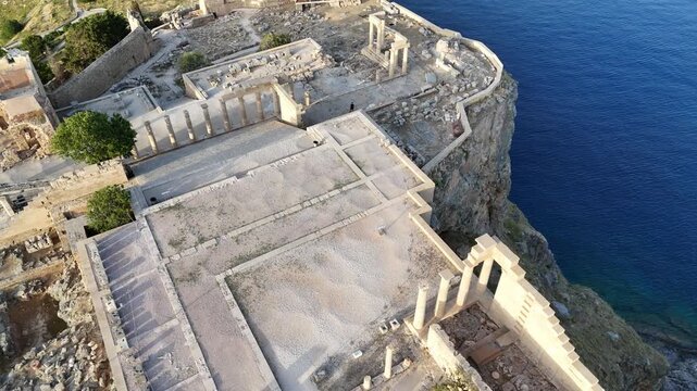 aerial view of lindos acropolis in rhodes