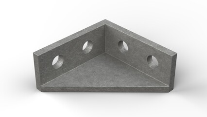 Triangular Metal Clamping Plate. Isolated. White background. 3D render