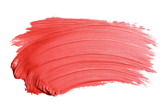 Coral lipstick swatch, smudged, close-up