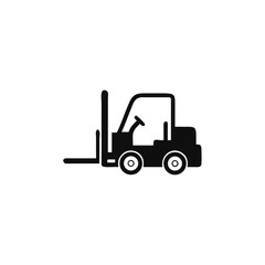 forklift with driver vector icon Illustration, black isolated on white.