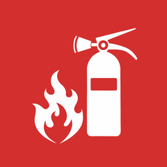 fire extinguisher icon or sign, isolated on white background, vector Illustration