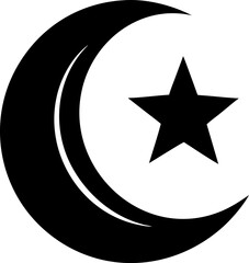 Islamic Symbol or Night Sky Icon Silhouette