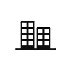 Office building icon in flat style. Apartment , hotel vector illustration on white isolated background. building business concept.
