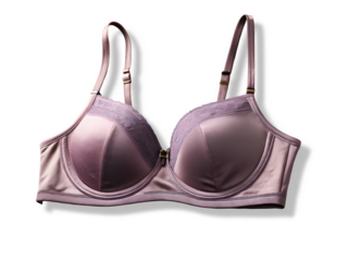 Mauves colour bikini bra for female isolated on transparent background. Beautiful and new attractive design with fashionable clothes for women.
